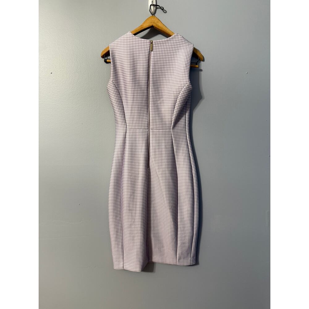 Calvin Klein Lavender Gingham Sleeveless Sheath Dress size 4 - Picture 2 of 5
